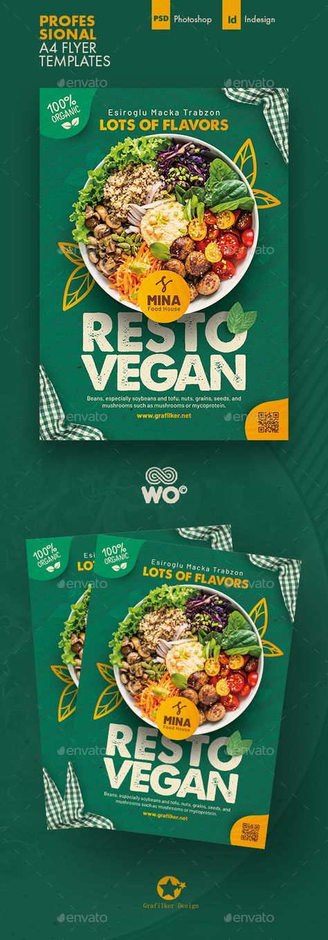 Vegan Food Flyer Templates Bread Burger, Thai Garden, Veggie Restaurant, Graphic Design Posters Layout, Food Flyer, Garden Restaurant, Vegan Chef, Restaurant Flyer, Vegan Beans