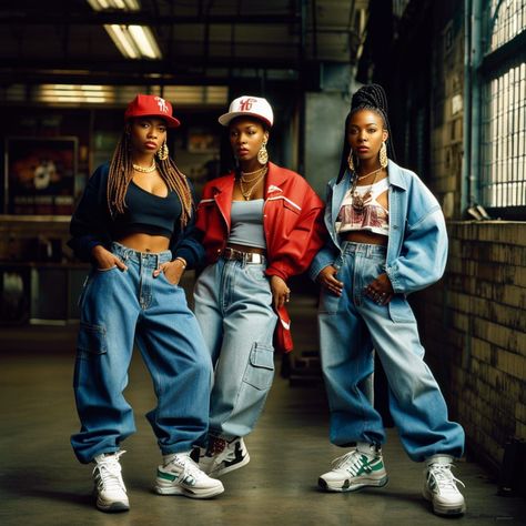 90’s Hip Hop Outfits, 90s Hiphop Outfit Women, 1990s Hip Hop Fashion, 90s Hiphop Outfit, 90s Hip Hop Outfits For Women, Hiphop Style Outfits, Tlc Outfits 90s, Tlc Outfits, 90s Hip Hop Outfits