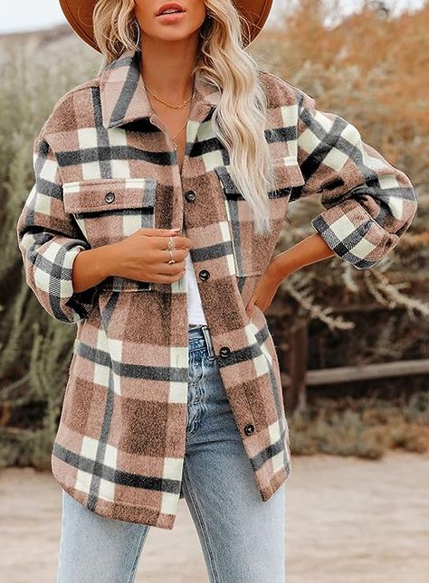 Dokotoo womens flannel shacket is made with high-quality fabric. Soft, lightweight and comfortable to wear Flannel Jacket Women's, Oversized Flannel, Plaid Shirts, Flannel Jacket, Flannel Women, Casual Vest, Long Sleeve Flannel, Brown Plaid, Plaid Jacket