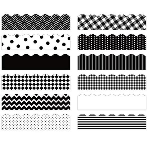 240 Pcs 236 ft Bulletin Board Borders Rainbow Watercolor Black White Farmhouse Scalloped Border Trim Bulk Bulletin Border Decor Classroom Borders for Blackboard Chalkboard School (Classic Style) Free Printable Bulletin Board Borders, Bulletin Boarders, Bulletin Board Borders Printable, Classroom Decor Calming, Decor For Classroom, Classroom Back To School, Back To School Decor, Colorful Bulletin Boards, Preschool Letter Crafts