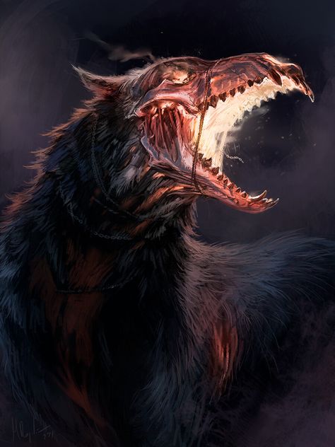 Mythical Animals, Fantasy Wolf, Werewolf Art, Canine Art, 다크 판타지, Monster Concept Art, Creature Drawings, Arte Obscura, Fantasy Creatures Art