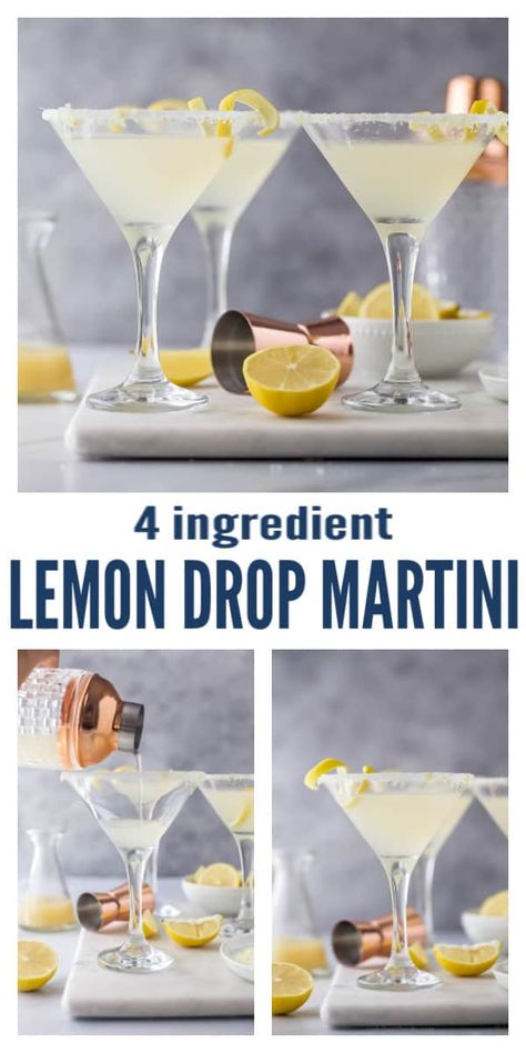 This Lemon Drop Martini is a fresh-tasting cocktail that's tart, refreshing, and a little sweet from the lemony sugar on the rim! It's so easy to make, there's no need to go out for this one! Make these right at home and show off your bartending skills! #lemondrop #vodkacocktail #martinirecipe #easymartini #martinis #vodkarecipe #cocktailrecipe Lemondrop Martini, Lemon Drop Drink, Lemon Martini, Lemon Drop Cocktail, Elderflower Cordial, Lemon Drop Martini, Lemon Drink, Lemon Flavor, Martini Recipes