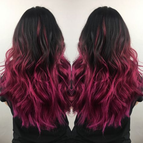 Mermaid hair, brunette hair color ideas, pink hair, magenta hair, pulpriot hair, pink ombré, magenta balayage, dark hair ideas, 2017 summer hair color #hairbytasha Pink Hair On Dark Brown Hair, Dark Pink Ombre Hair, Pink Hair Tips Brunette, Fun Colored Hair For Brunettes, Pink Hair Ideas Brunettes, Dark Pink Balayage, Pink Hair Color Ideas For Brunettes, Mermaid Hair Brunette, Magenta Balayage