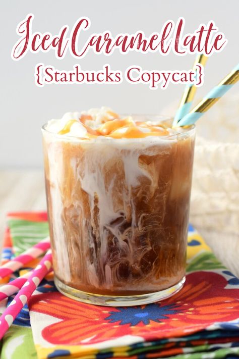 Iced Caramel Latte {Starbucks Copycat} – Make an iced caramel latte for a fraction of the price right at home! Made with a few simple ingredients just a few minutes! Iced Caramel Latte | Iced Caramel Coffee | Starbucks Copycat Recipe Caramel Latte Starbucks, Iced Caramel Latte Recipe, Caramel Coffee Drinks, Caramel Coffee Recipe, Caramel Latte Recipe, Iced Caramel Latte, Cold Brew Iced Coffee, Starbucks Caramel, Iced Coffee At Home