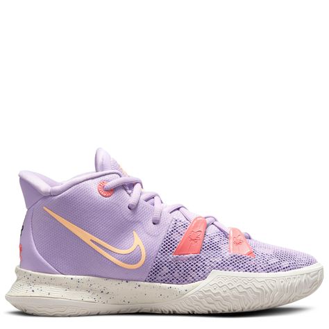 Kyrie 7 Daughters, Kyrie 7, Kyrie Irving, Floral Graphic, Nike Kyrie, Volleyball Shoes, Nike Fashion, Round Toe Heels, Purple Lilac