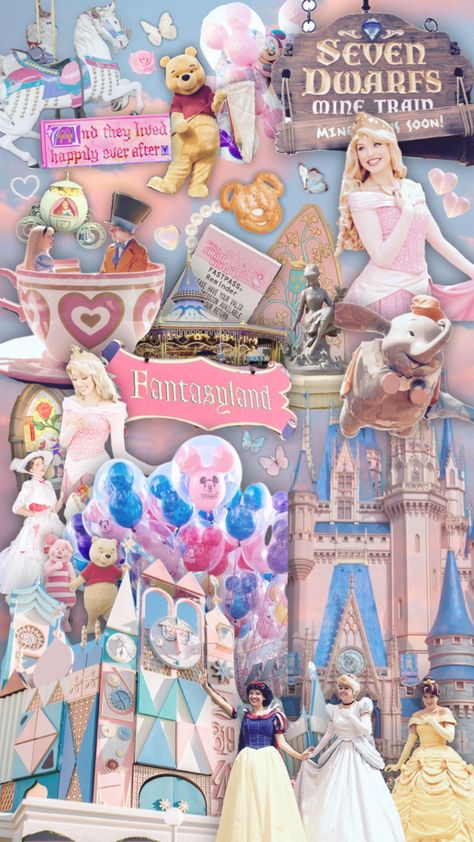 #fantasyland #disney #disneyworld #disneyland #princess #fantasy #pink #pinkaesthetic #fairytale Fantasyland Disney, Disney World Aesthetic, Disney Movies List, Princess Fantasy, Disneyland Princess, Seven Dwarfs Mine Train, Disney Collage, Disney Aesthetic, Disney Lover