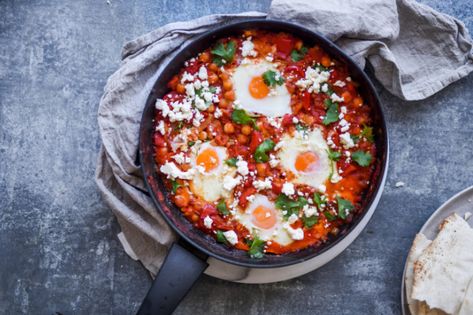 Persian Eggs, Wellbeing Magazine, Baked Eggs Recipe, Eggs Recipe, Egg Dish, Baked Eggs, Diced Tomato, Egg Recipes, Flatbread