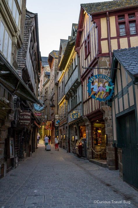 Streets of Mont Saint Michel during the evening. Mon Saint Michel, Saint Mont Michel, Mount Saint Michel, Mont Saint Michel Aesthetic, Normandy Aesthetic, Mont St Michel France, Mt St Michel, Mont Saint Michel France, Le Mont Saint Michel