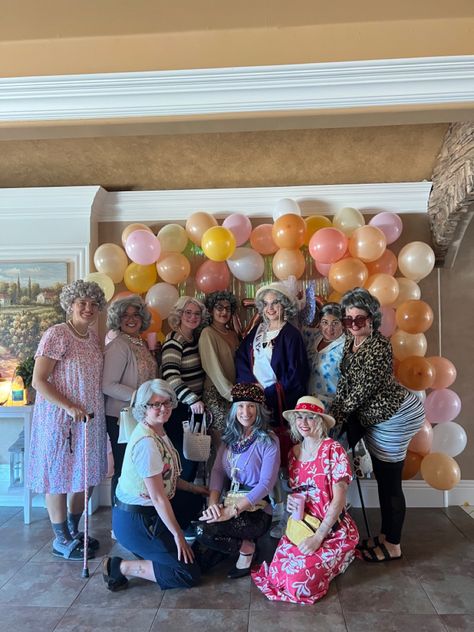 Old lady bachelorette party Bachelorette Party Old Ladies, Old Ladies Bachelorette Party, Old Lady Themed Birthday Party, Old Lady Themed Bachelorette Party, Granny Theme Bachelorette Party, Grandma Themed Bachelorette Party, Old Lady Bachelorette Party, Grandma Bachelorette Party, Kitchen Bridal Shower