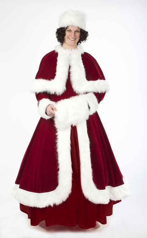 Mrs Clause Costume, Santa's Helper Costume, Mrs Claus Outfit, Mrs Claus Dress, Long Hair Trim, Ball Costume, Trendy Christmas Outfits, Burgundy Velvet Dress, Cape Costume