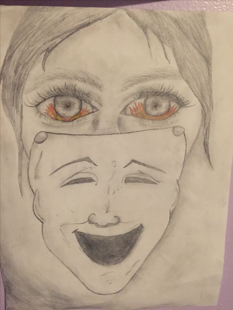 Sketch, anger, she hides her anger behind a mask of happiness. #art #fail #drawing #anger Anger Issues As Drawings, Anger Drawing, Anger Art, Ignorance Is Bliss, General Ideas, Anger Issues, Outline Drawings, Cool Sketches, Art Therapy