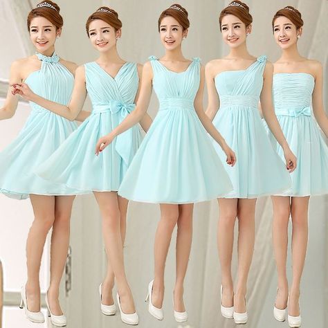 Blue Bridesmaid Dresses Short, Bridesmaid Dresses Short, Sky Blue Bridesmaid Dresses, Girls Bridesmaid Dresses, Dress For Party, Cute Short Dresses, Blue Dress Short, Bridesmaid Dressing Gowns, Red Homecoming Dresses