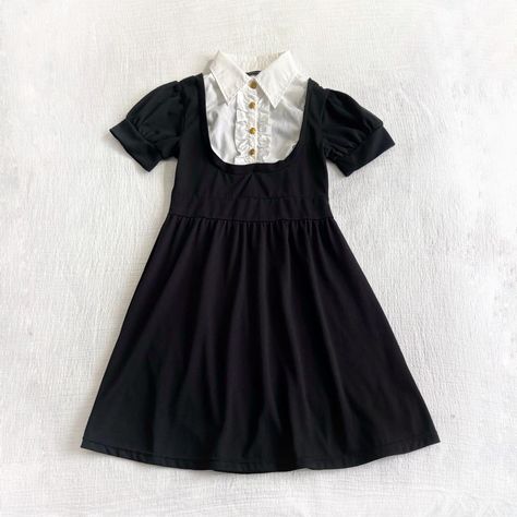 japanese brand gothic dark coquette babydoll dress... - Depop Dark Coquette, Dress Collar, Black N White Dress, Babydoll Dress, Collar Dress, Fashion Pictures, Skirt Leather, Coat Dress, Casual Skirts