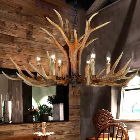 Village Candle, Antler Design, Stag Antlers, Antler Chandelier, Rustic Ceiling, Kitchen Chandelier, Hanging Candles, Hanging Chandelier, Pendant Fixture