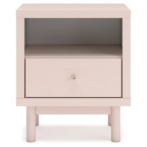 Hokku Designs Oki 1 - Drawer Nightstand in Ivory - Wayfair Canada Pink Nightstand, Ashley Bedroom, Bedside Essentials, Youth Bedroom, Upholstered Panel Bed, Bedroom Color, Furniture Market, Upholstered Panels, Home Theater Seating