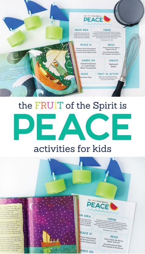 Looking for ways to point your kids to Jesus? The Fruit of the Spirit is PEACE Kids Activities pack is full of simple ideas to teach kids what love is in an engaging way. This hands on study of Galatians 5:22-23 is aimed to help your family connect, play, learn, and grow in God’s Word together. Peace Fruit Of The Spirit Activity, Fruit Of The Spirit Peace Craft, Love Preschool Activities, Fruit Of The Spirit Lessons, Peace Crafts, Kindness Lessons, Fruit Diy, Galatians 5 22 23, The Fruit Of The Spirit