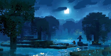 Minecraft live swamp nighttime concept art pretty wild update 1366x768 Wallpaper, 1366x768 Wallpaper Hd, Karakter Minecraft, Minecraft Drawings, Minecraft Wallpaper, Wallpaper Animes, Minecraft Art, Minecraft Fan Art, Minecraft 1