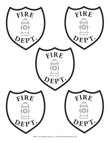 Fire Department Badges, Lesson Plans - The Mailbox Community Helpers Art, Preschool Christmas Worksheets, Fire Safety Crafts, Fire Truck Craft, Fire Hat, Teacher Door Decorations, Firefighter Crafts, Safety Crafts, Color Worksheets For Preschool