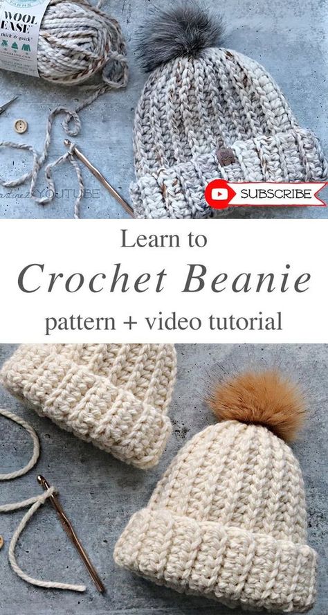 Easy Crochet Beanie Pattern And Tutorial - CrochetBeja Crochet Baby Cap, Crochet Hat Tutorial, Crochet Queen, Beanie Pattern Free, Easy Crochet Hat Patterns, Crochet Beanie Pattern Free, Crochet Hat For Beginners, Crochet Baby Hat, Crochet Baby Beanie