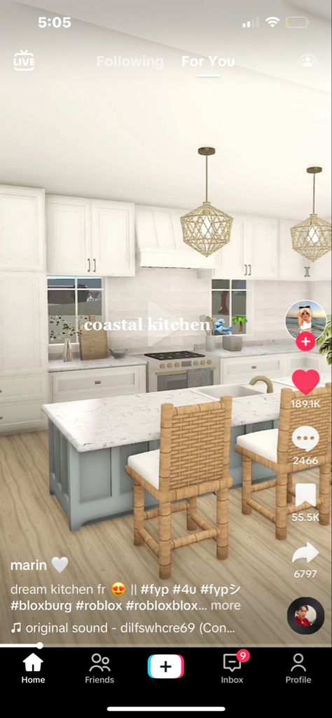 Different Themes Ideas, Coastal Kitchen Backsplash Bloxburg Code, Beach Kitchen Bloxburg, Bloxburg Paper Towel Decal, Costal Bathroom Bloxburg Ideas, Bloxburg Layout Coastal, Bloxburg Beach House Kitchen Ideas, Beachy Kitchen Bloxburg, Coastal Bloxburg Dining Room