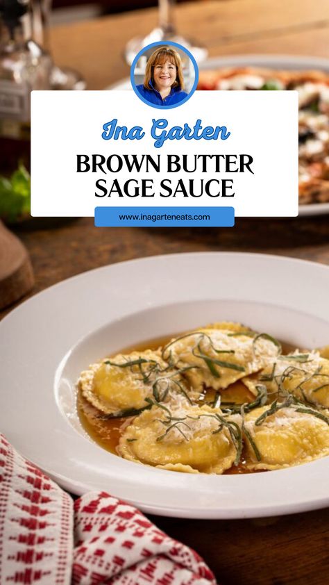 Ina Garten Brown Butter Sage Sauce Safe Butter Sauce, Brown Butter Sauce With Sage, Brown Butter Sage Ravioli, Browned Butter And Sage Sauce, Sage Butter Sauce For Ravioli, Brown Butter Sage Chicken, Creamy Brown Butter Sage Sauce, Creamy Sage Butter Sauce, Brown Butter Sage Cream Sauce