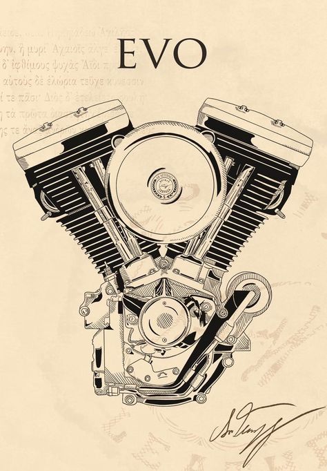 Moto Drawing, Indian Motors, Knuckle Head, Harley Davidson Engines, Harley Davidson Tattoos, Optical Illusion Wallpaper, Motos Harley, Sak Yant, Classic Harley Davidson