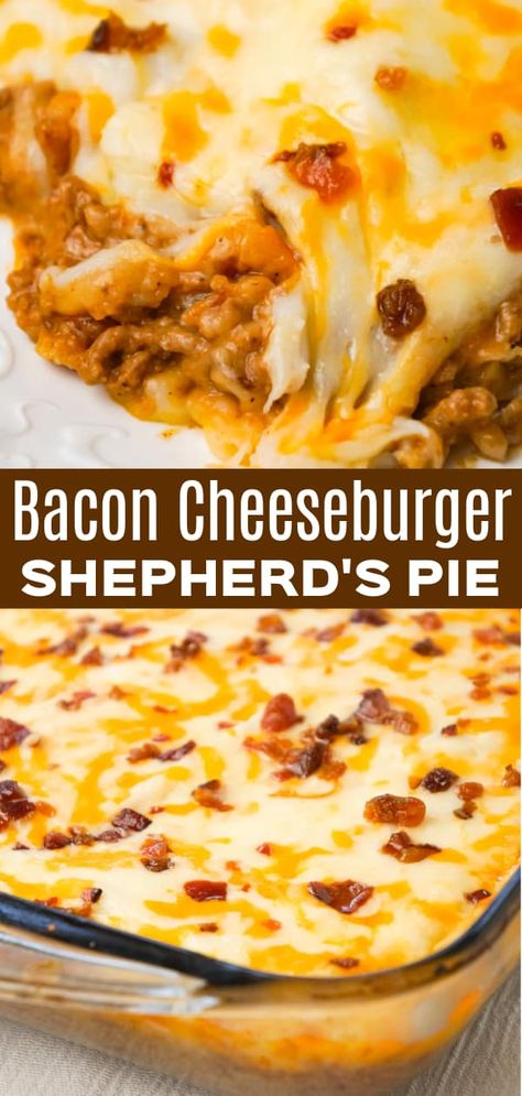 Bacon Cheeseburger Shepherd's Pie - This is Not Diet Food Shepherds Pie Recipe, Low Carb Chicken Recipes, Beef Casserole Recipes, Cheese Burger, Dinner With Ground Beef, Ground Beef Recipes Easy, Ground Beef Recipes For Dinner, Bacon Cheeseburger, Shepherd's Pie