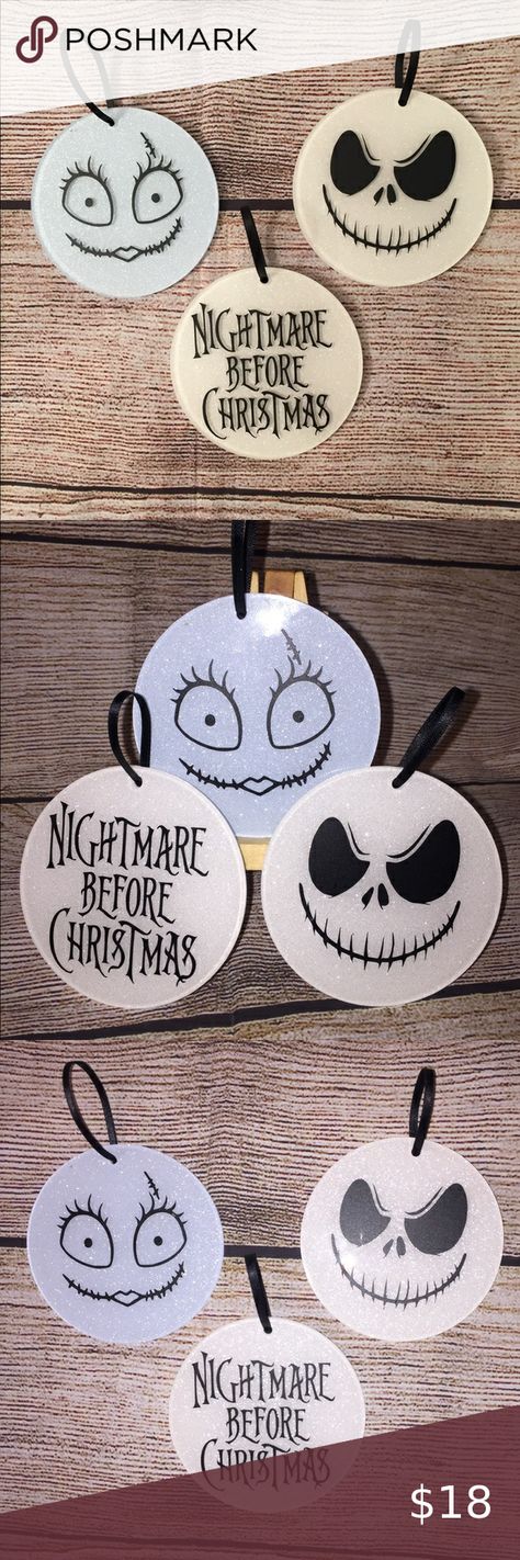 White Glitter Background, Blue Glitter Background, Mini Christmas Tree Decorations, Nightmare Before Christmas Ornaments, Bazaar Ideas, Glitter Ornaments, Diy Vinyl, Mini Christmas Tree, The Nightmare Before Christmas