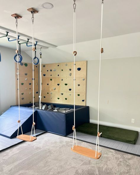 Some still shots (+ one video!) of this recent Charlotte install because we know not everyone is a reels person! Swipe to explore this playroom + homeschool space for four kiddos in Charlotte, NC! Sensory Seeking Playroom, Basement Play Area, Sensory Playroom, Sensory Seeking, Basement Movie Room, Homeschool Space, Flooded Basement, Basement Playroom, Kids Basement