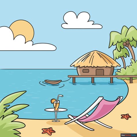 Learn How to Draw a Summer Vacation: Easy Step-by-Step Drawing Tutorial for Kids and Beginners. See the full tutorial at https://easydrawingguides.com/how-to-draw-a-summer-vacation/ . Summer Season Drawing, Summer Drawing Ideas, Vacation Drawing, Beginners Drawing, Summer Arts And Crafts, Drawing Ideas For Beginners, Summer Drawings, Beach Drawing, Easy Drawing Ideas