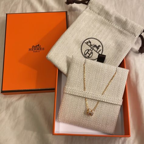 Brand New, Never Worn 2 In 1 Necklace Gold Hardware With 3d Greyish “H” Comes With Original Packaging (Dustbag Pouch And Necklace Holder) Side Of The H Pendant Has Hermes Logo Stamp And Made In France Stamp 100% Authentic Made In France Highly Sought After, Rare Find Sold Out Everywhere Comes With Original Hermes Box And Jewelry Travel Pouch And Jewelry Protective Tray 2 In 1 Necklace, Hermes Logo, France Stamp, Hermes Necklace, Horn Pendant Necklace, Jewelry Cards, Caged Necklace, Hermes Jewelry, Mini Necklace