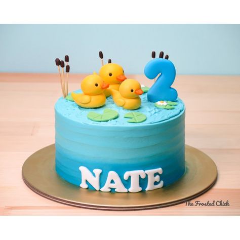 Number Cake Ideas, Cute Duck Cake, Duck Cake Design, Cake Duck, Animal Party Cake, Rubber Duck Cake, 2nd Birthday Cake Boy, Donald Duck Cake, Rubber Ducky Cake