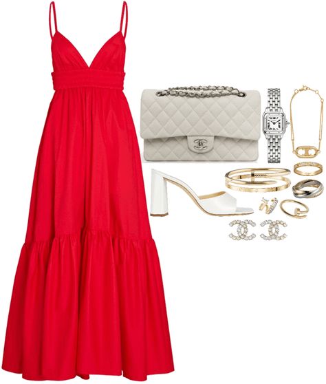 Polyvore Chanel, Mango Outfit, Mango Clothing, Met Gala Dresses, Color Outfits, Cartier Bracelet, Red Dress Outfit, Miami Fashion, Gala Dresses