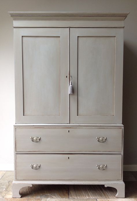 Chalk Paint Wardrobe, Annie Sloan Paris Grey, Pine Wardrobe, Armoire Makeover, Painted Wardrobe, Larder Cupboard, Antique Wardrobe, Linen Press, Wardrobe Sale