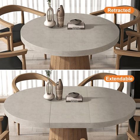 Breakfast Nook With Extendable Table, Dining Table Extendable Modern, Round Extendable Dining Table Wood, Japandi Dining Table, Expandable Round Dining Table, Extendable Round Dining Table, Oval Kitchen Table, Round Extendable Table, Japandi Dining Room