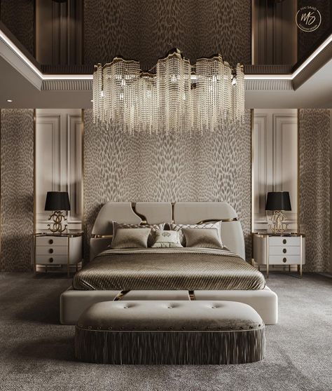 Lavish Closet, Luxury Bedroom Lighting, Luxury Ceiling Design, Perfect Bed, Classic Bedroom, Luxury Rooms, Stylish Bedroom, Architecture Visualization, Bedroom Decoration