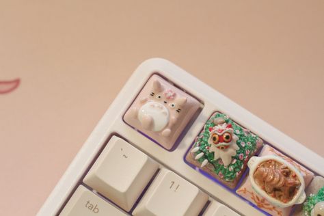 Thank you for stopping by! 🧋 Handmade with polymer clay. ✨Pink Sakura Totoro !✨ Each keycap is uniquely crafted by me & it is looking for a new home. ★ Please note: Since they are all handmade, they will not be perfect. Minor blemishes will be expected. However they're made with love. They are dainty little babies, so please ♡ handle with care. ★ They are standard size, therefore you'll see a  stem at the back of the keycap. ★ The processing time is estimated 3-5 business days to craft them, so please be patient. ✉ Orders will be delivered via USPS. Please note that shipping damages will be out of my control. [[ These keycaps are made with love, therefore there will be no return/refund available ]] However, if there's any question please don't hesitate to reach out. Thank you for your sup Soot Spirit, Pink Sakura, New Home, With Love, Polymer Clay, Fimo