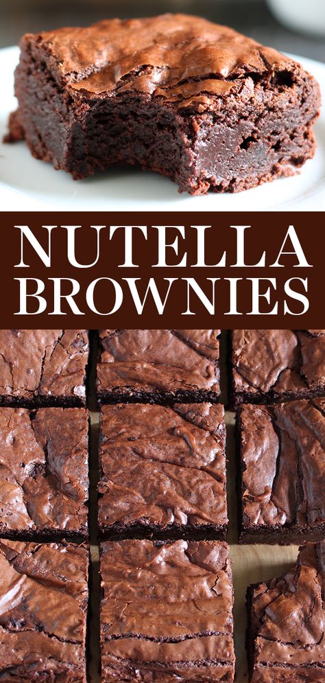 Brownie Easy, Brownies Nutella, Easy Nutella Brownies, Resep Starbuck, Nutella Brownie, The Best Brownies, Easy Brownie, Brownies Recipe Homemade, Nutella Desserts