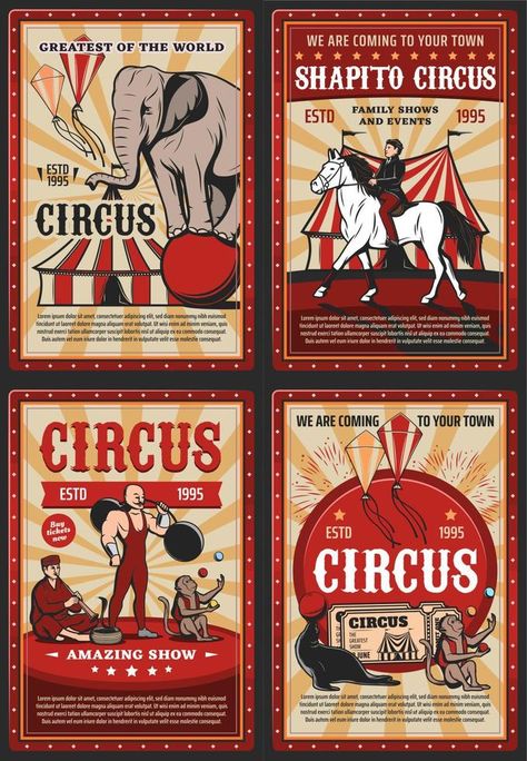 Carnival Animals, Circus Halloween Costumes, Circus Strongman, Circus Background, Carnival Tent, Circus Posters, Vintage Circus Posters, Circus Design, Trapeze Artist