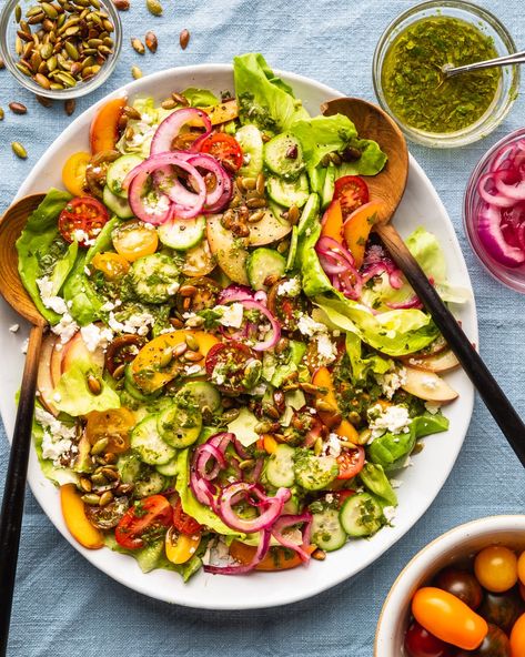 The Ultimate Summer Salad | Kitchn Lettuce Salads, Ww Ideas, Cilantro Lime Vinaigrette, Summer Sides, Yummy Salads, Raw Pumpkin Seeds, Lime Vinaigrette, Tomato Pie, Smitten Kitchen