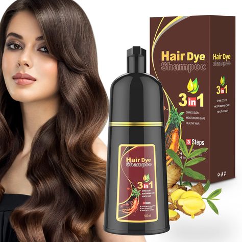 PRICES MAY VARY. 【Natural Plant Extracts】Coffee hair dye shampoo is formulated with the latest pure ginger that can bring a new experience to the hair. Natural ginger extract, collagen and ginkgo biloba extract help strengthen hair fibers from the inside out. Hair will be shinier, softer and smoother after washing with this hair color shampoo, which helps prevent hair loss and repair hair dryness. 【3 in 1】Herbishh hair color shampoo for gray will not use any chemicals that contain ammonia and wi Shampoo For Grey Hair, Natural Brown Hair Color, Coffee Hair Dye, Herbal Hair Dye, Natural Ginger, Natural Brown Hair, Hair Dye Shampoo, Shampoo For Gray Hair, Grey Hair Coverage