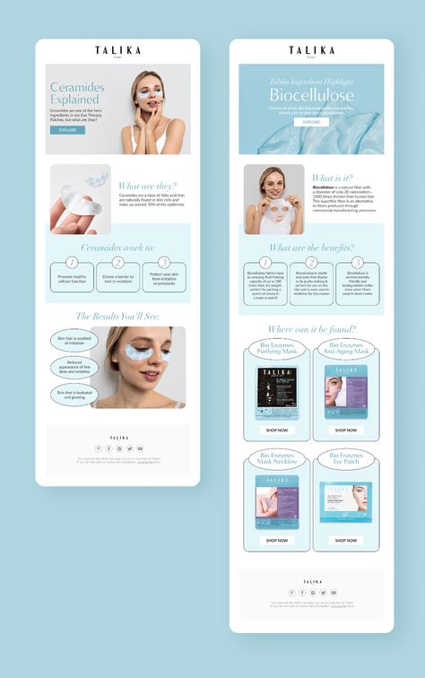 Email design for cosmetics brand on Behance Email Ads Design, Email Advertising Design, Beauty Newsletter Design, Back To School Email Design, Cosmetics Email Design, Skin Care Email Design, Editorial Email Design, Skincare Email Design, Beauty Email Design