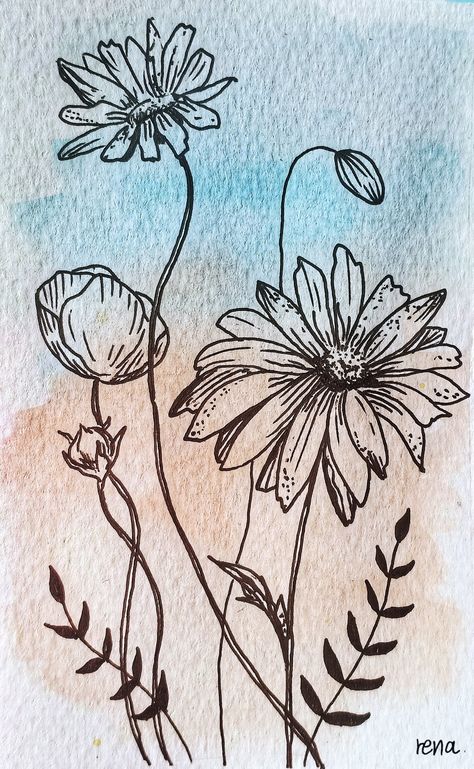 Fine Line Drawing Flowers, Flower Fine Line Drawing, Fine Liner Flowers, Fine Line Sketches, Fine Line Drawing Ideas, Fine Line Flowers, Line Drawn Flowers, Pretty Flower Drawing, Flowers Drawn