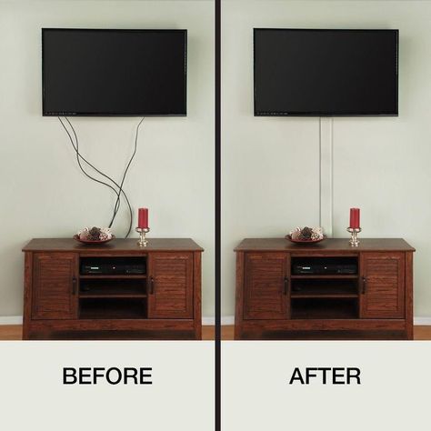 Mount Tv On Wall, Hiding Tv Cords On Wall, Tv Cord Cover, Tv On Wall, Hide Tv Cords, Tv On The Wall, Wall Mount Tv, Ruang Tv, Tv Cords