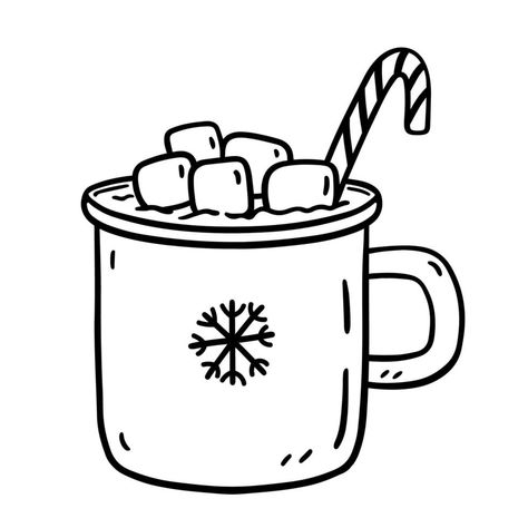 Hot Chocolate Drawing, Hot Chocolate Clipart, Chocolate Clipart, Easy Christmas Drawings, Template Art, Mug Drawing, Christmas Coloring Sheets, Christmas Hot Chocolate, Coffee Drawing