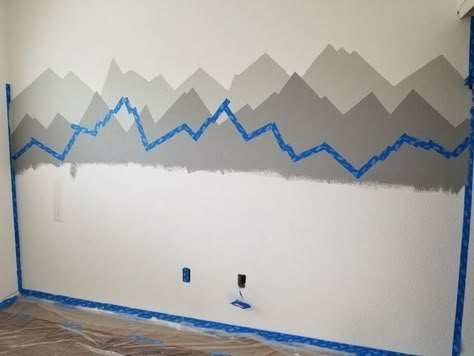 Diy Mountain Mural, Diy Mountain, Mountain Mural, Ikea Hackers, Big Boy Room, Baby Bedroom, Woodland Nursery, Baby Boy Rooms, Kids' Room