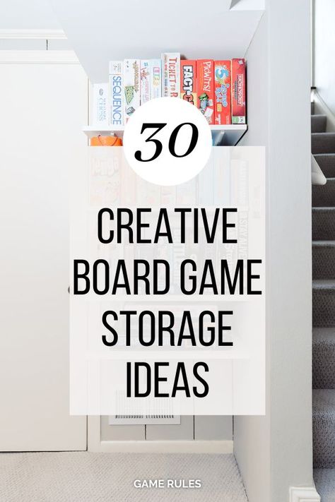 Looking for some board game storage ideas? Whether you're looking for board game storage ideas that are creative, hidden, or for the living room, we've got you! Game Storage Closet, Board Game Storage Cabinet, Board Game Storage Ideas, Game Storage Ideas, College Party Games, Games Storage, Drinking Board Games, Rummy Card Game, Preschool Board Games