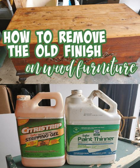 These steps are the best way to remove old finish and stain from wood furniture to reveal a natural wood finish. The new topcoat makes the wood furniture look like new! Remove Varnish From Wood, Stripping Stained Wood, Strip Wood Furniture, Removing Stain From Wood, Stripping Wood Furniture, Restore Wood Furniture, Strip Wood, Stripping Furniture, Restore Wood