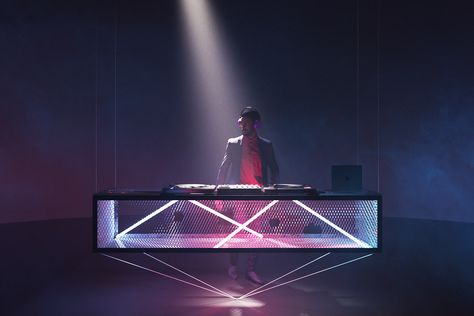 DJ RISER on Behance Bar Dj Booth Design, Dj Console Design Dj Booth, Dj Set Design, Dj Console Design, Dj Table Design, Dj Stage Design Dj Booth, Dj Booth Ideas, Dj Backdrop, Dj Booth Design