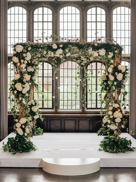 Kirkbrides: Meredith and Chris' Wedding at Tudor Arms | Cleveland, Ohio Birch Chuppah, Flowers To Go, Castle Decor, Cleveland Wedding, Spring Weddings, Ceremony Music, Tudor Style, Ceremony Flowers, Cleveland Ohio